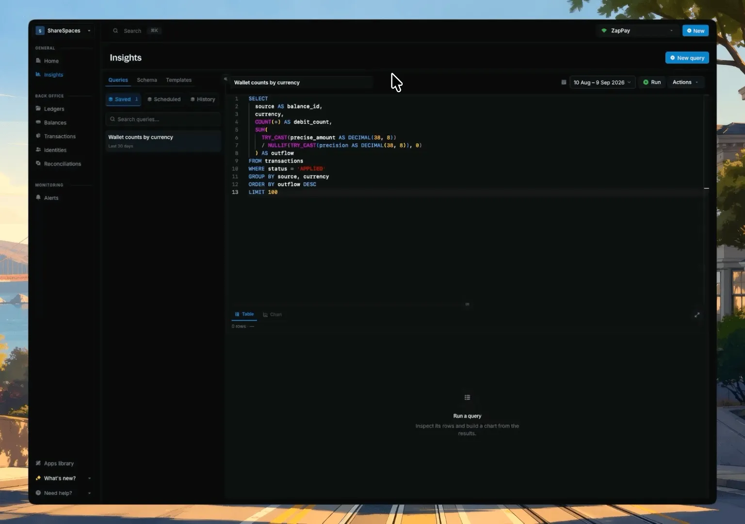 Open History on the Queries tab to reopen a past run