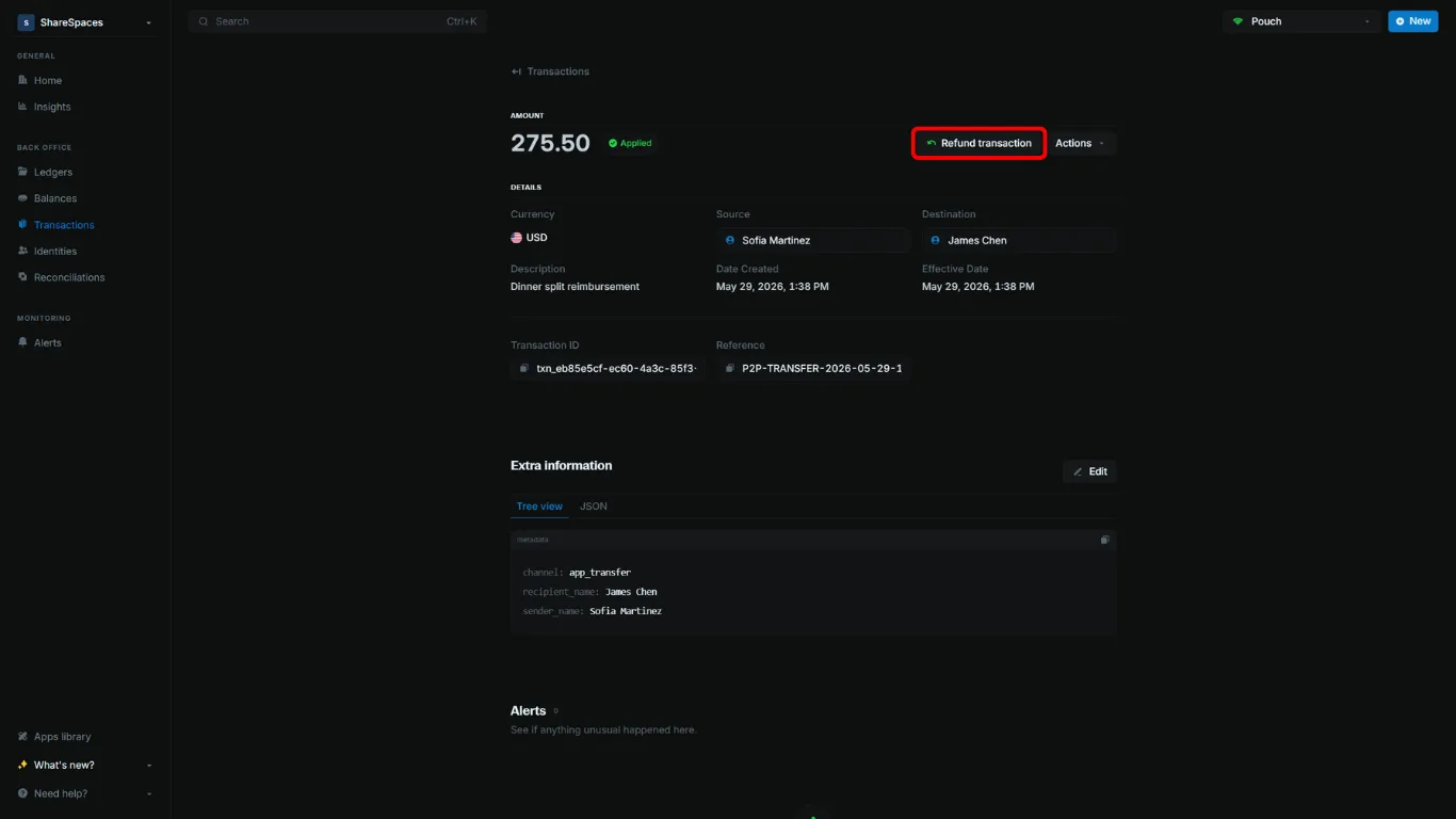 Transaction details with Refund transaction