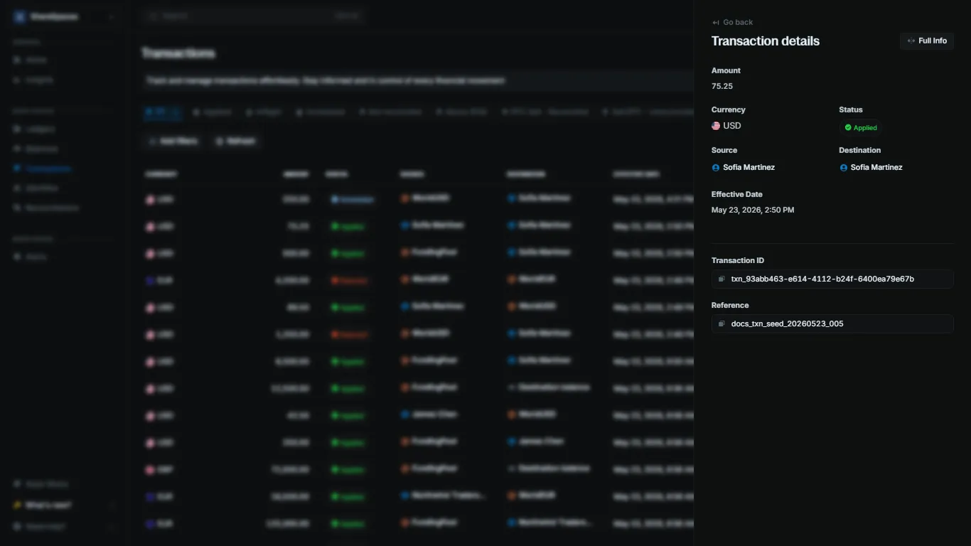 Transaction details summary